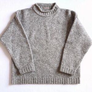 Vintage Y2K Abercrombie Fitch Shetland Wool Sweater Small Beige Tan Roll Neck